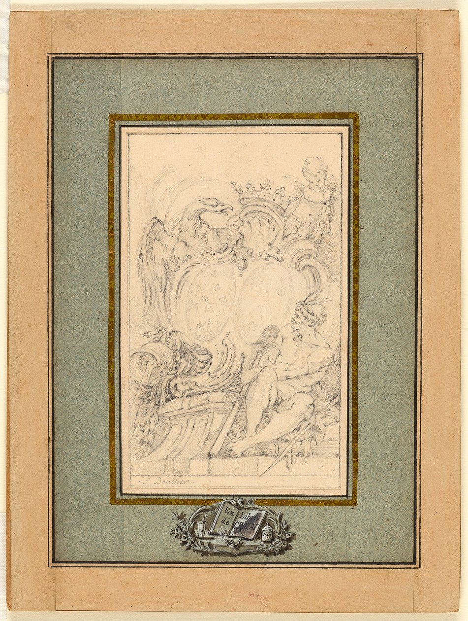 Armorial Bookplate pro Crozata, barona de Thiers od François Boucher