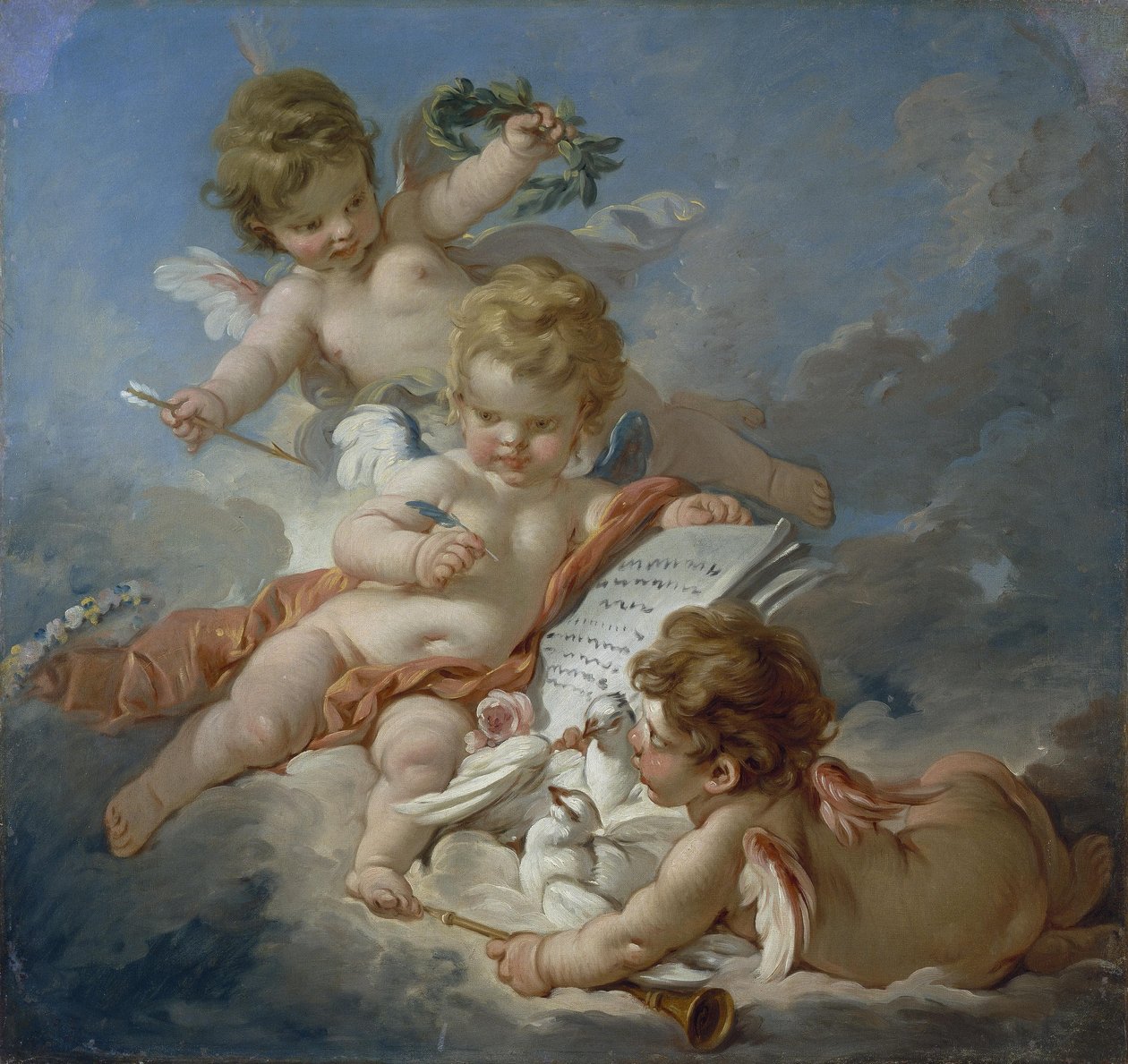 Boucher - Amorci. Alegorie poezie, 60. léta 17. století od François Boucher