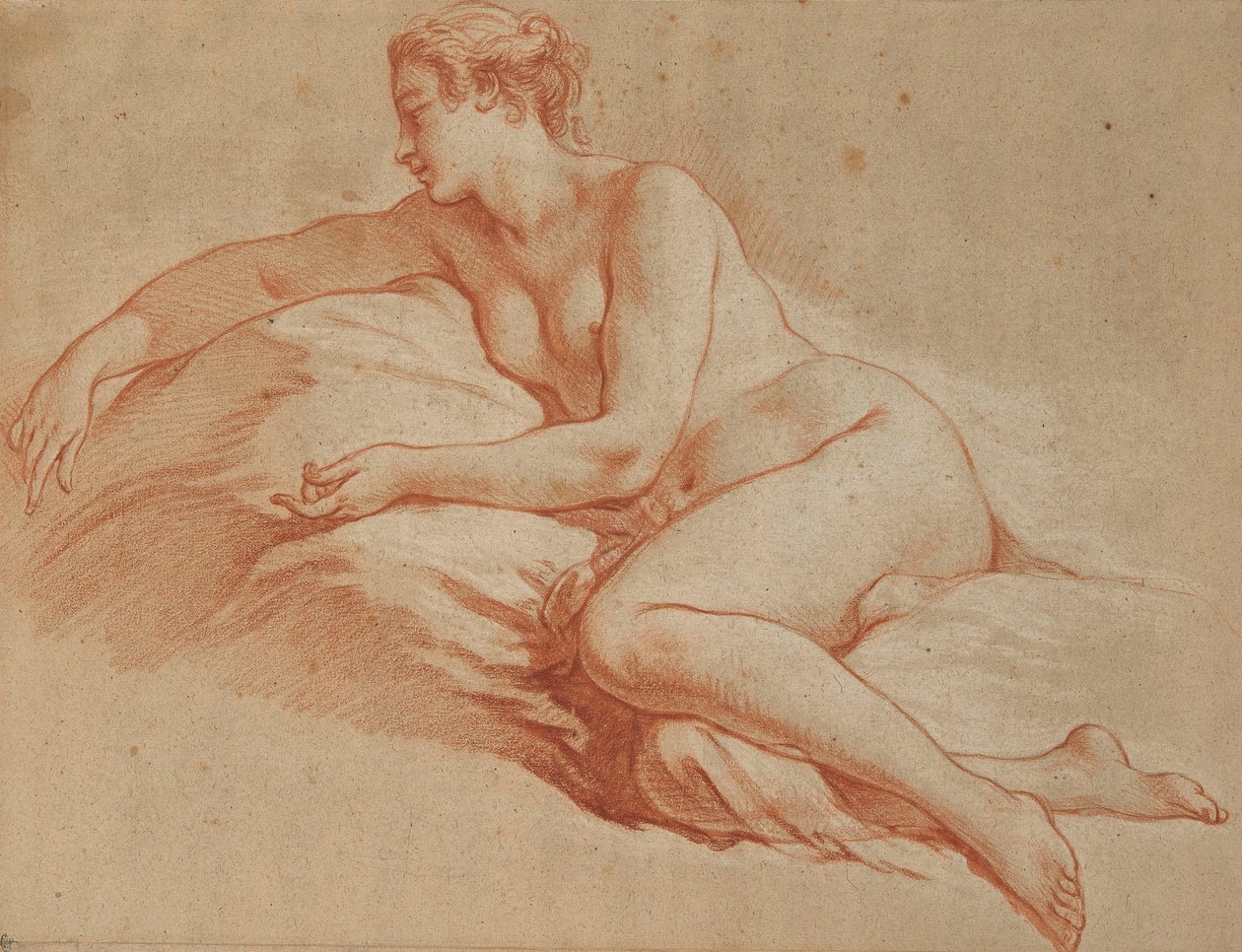 Boucher - Ležící nahá žena tváří doleva od François Boucher