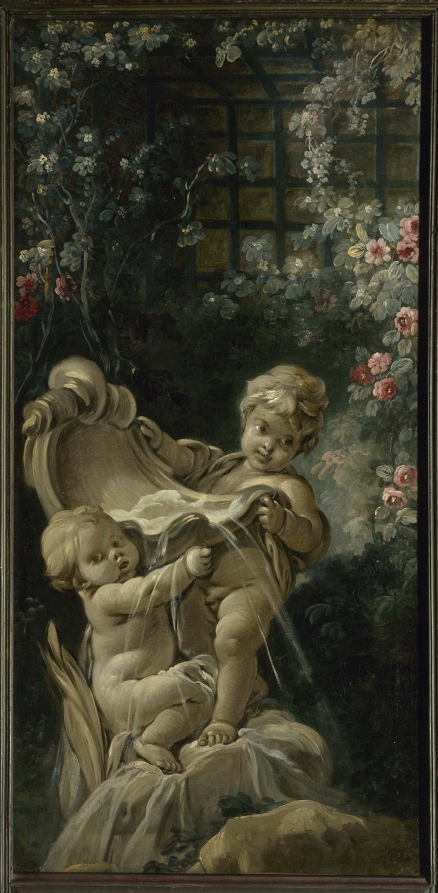 Boucher - Fontána se dvěma milenci, z nichž jeden klečí, mezi lety 1765 a 1770 od François Boucher