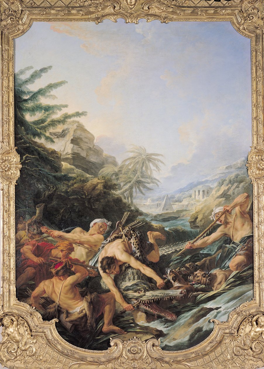 Lov na krokodýla (olej na plátně) od François Boucher