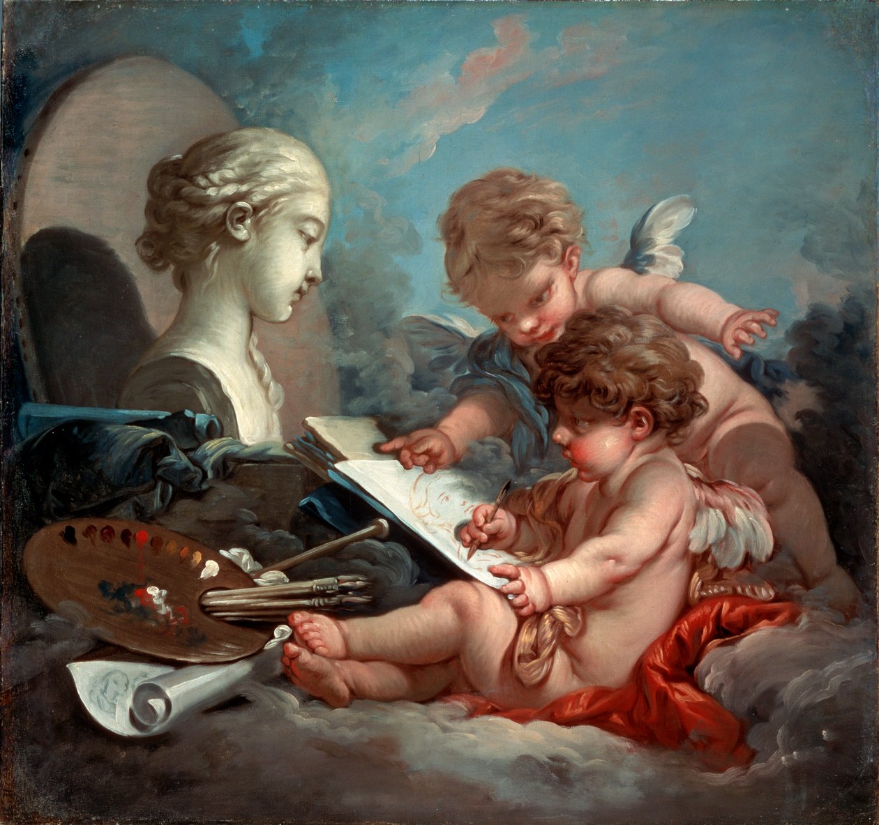 Amorové, alegorie malby, 60. léta 18. století. od François Boucher