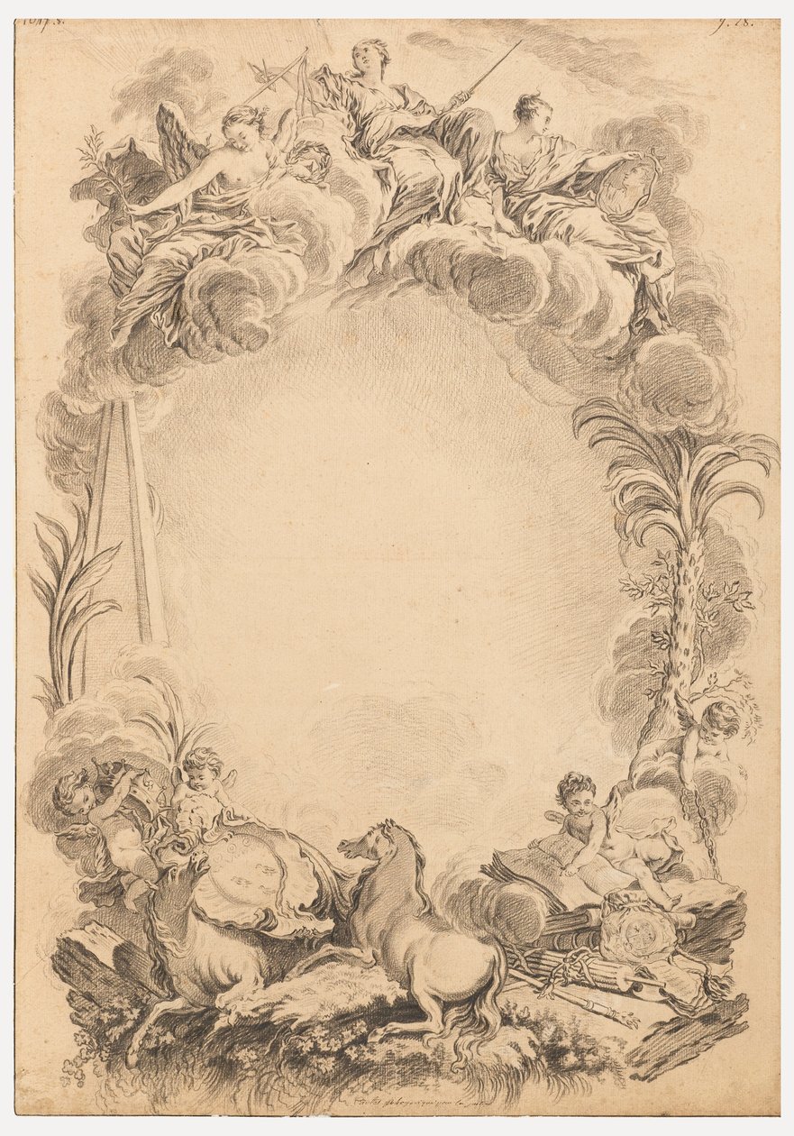 Návrh erbu na počest Williama Earla Cowpera (asi 1665-1723) od François Boucher