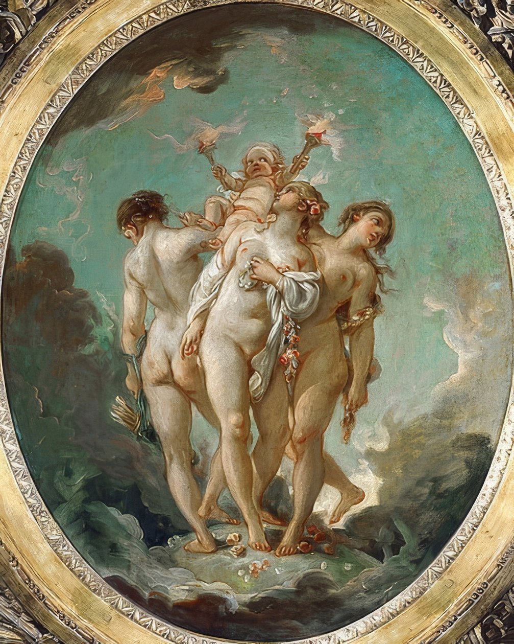 Die drei Grazien mit Amor (Les Trois Grâces) od François Boucher