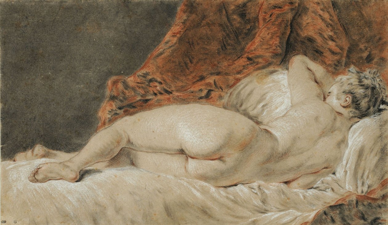 Ležící žena při pohledu zezadu, zvaná Spánek, asi 1720. od François Boucher
