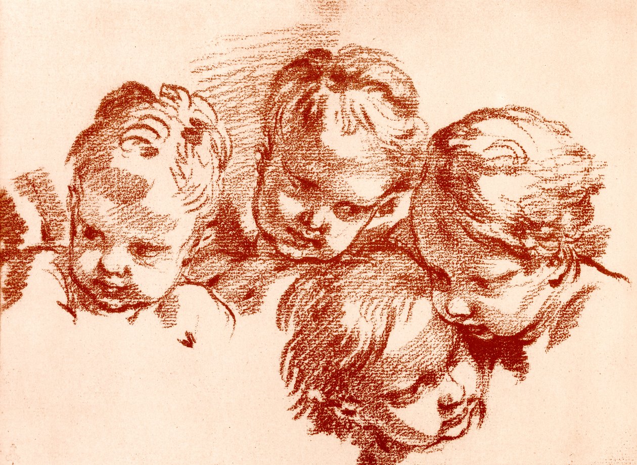 Čtyři studie dětských hlav od François Boucher
