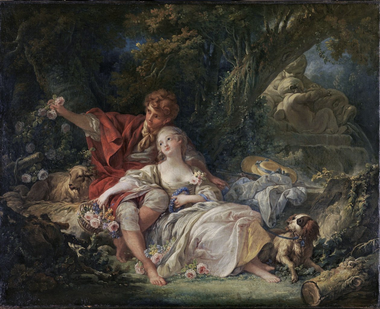 Německy: Pastýř a pastýřka pastorální od François Boucher