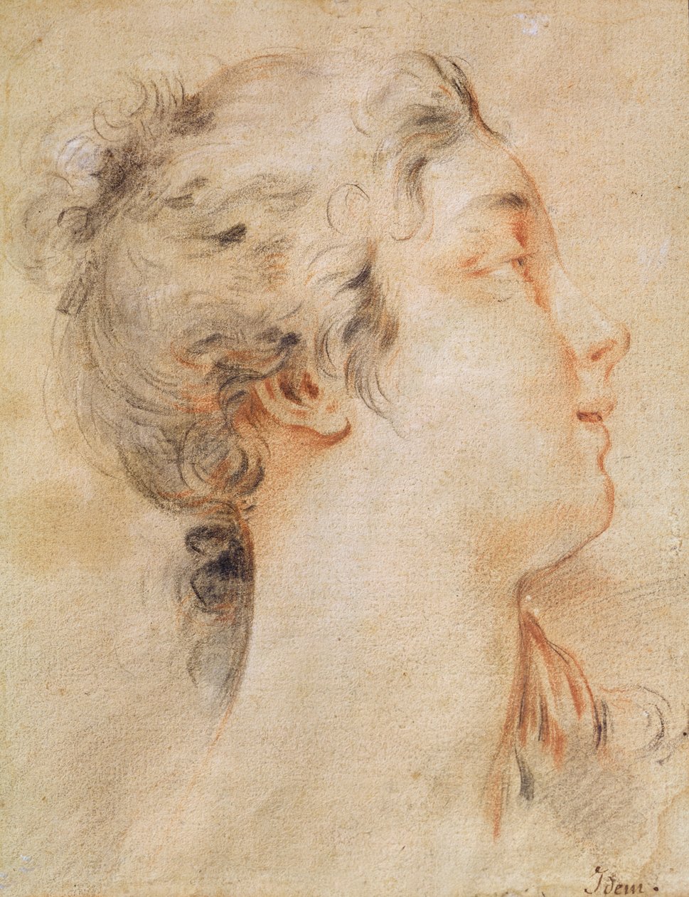 Hlava ženy otočená doprava (černá tužka a sangvinik) od François Boucher