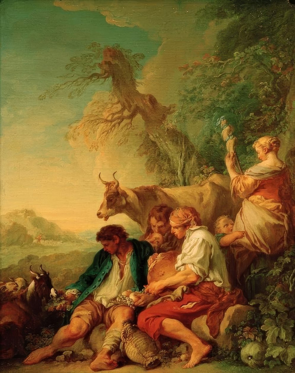 Pastýři s dobytkem v krajině od François Boucher
