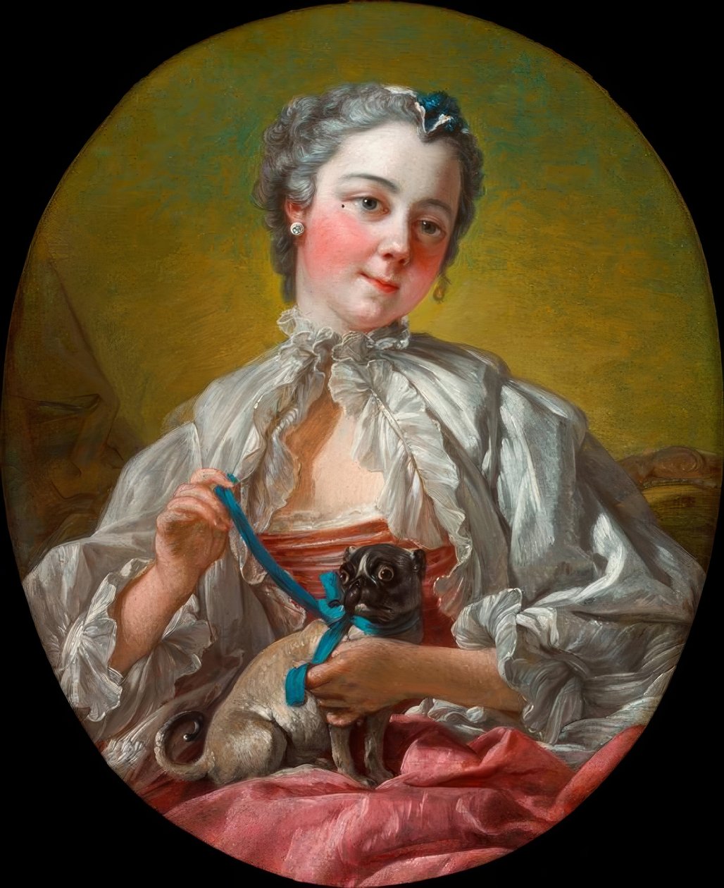 Mladá žena s mopsem od François Boucher