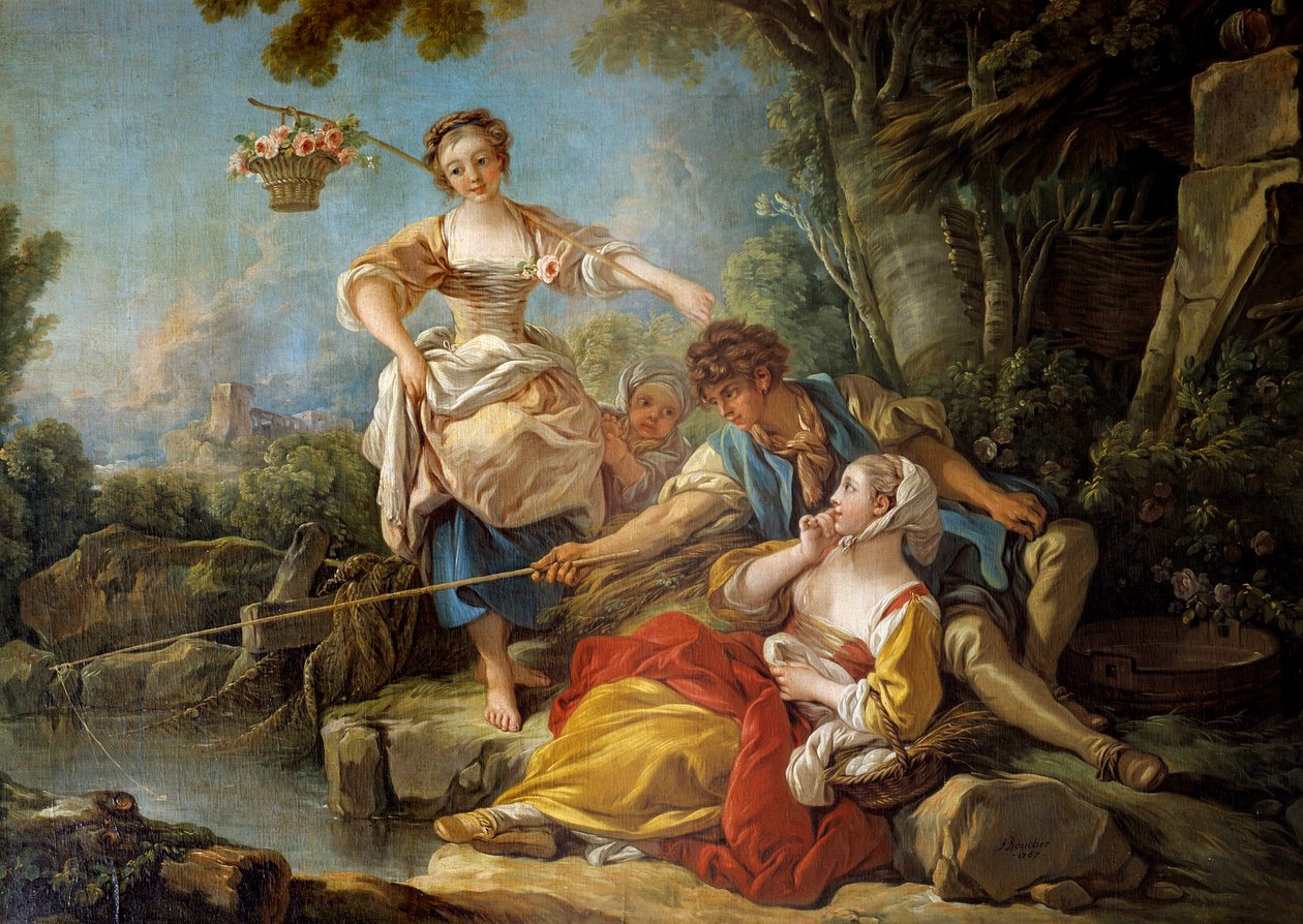 Rybaření na vlasec Malba Francoise Bouchera (1703-1770) 1767 Ne. 1,5x1,8m od François Boucher