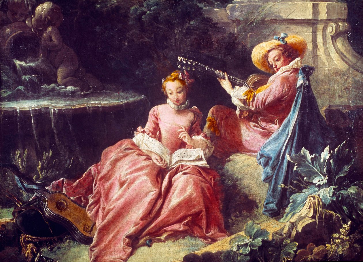 Hudební lekce Malba od Francoise Bouchera (1703-1770). 18. století. Paříž. Muzeum Cognacq Jay od François Boucher