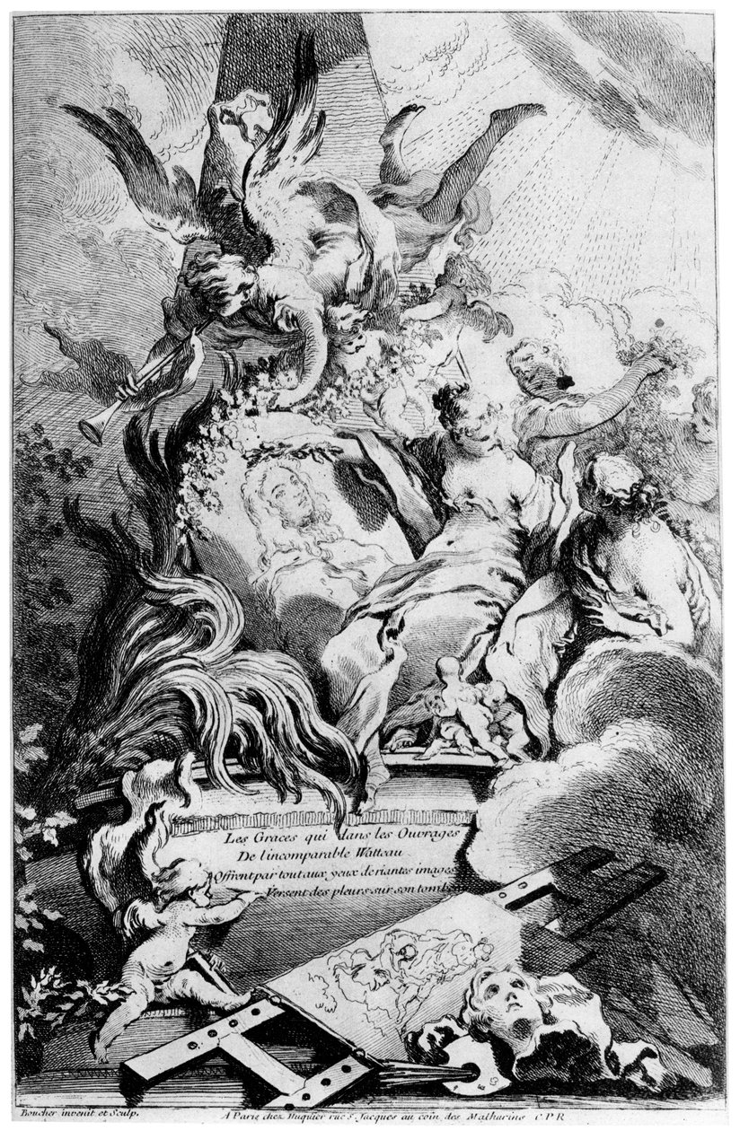 The Graces at the Tomb of Watteau, c1720-1770 1924 od François Boucher