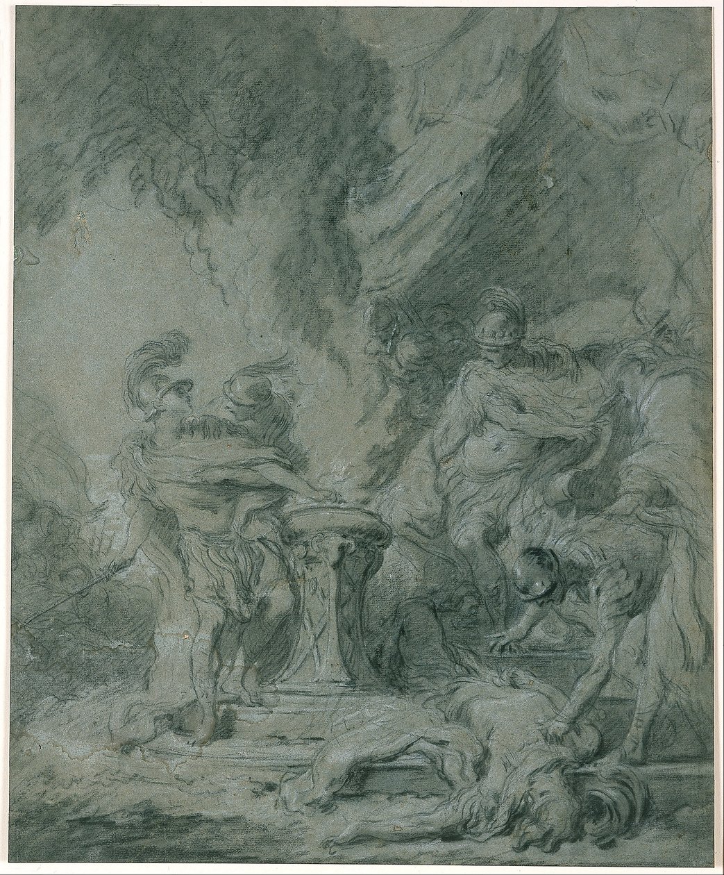 Mucius Scaevola vložil ruku do ohně od François Boucher