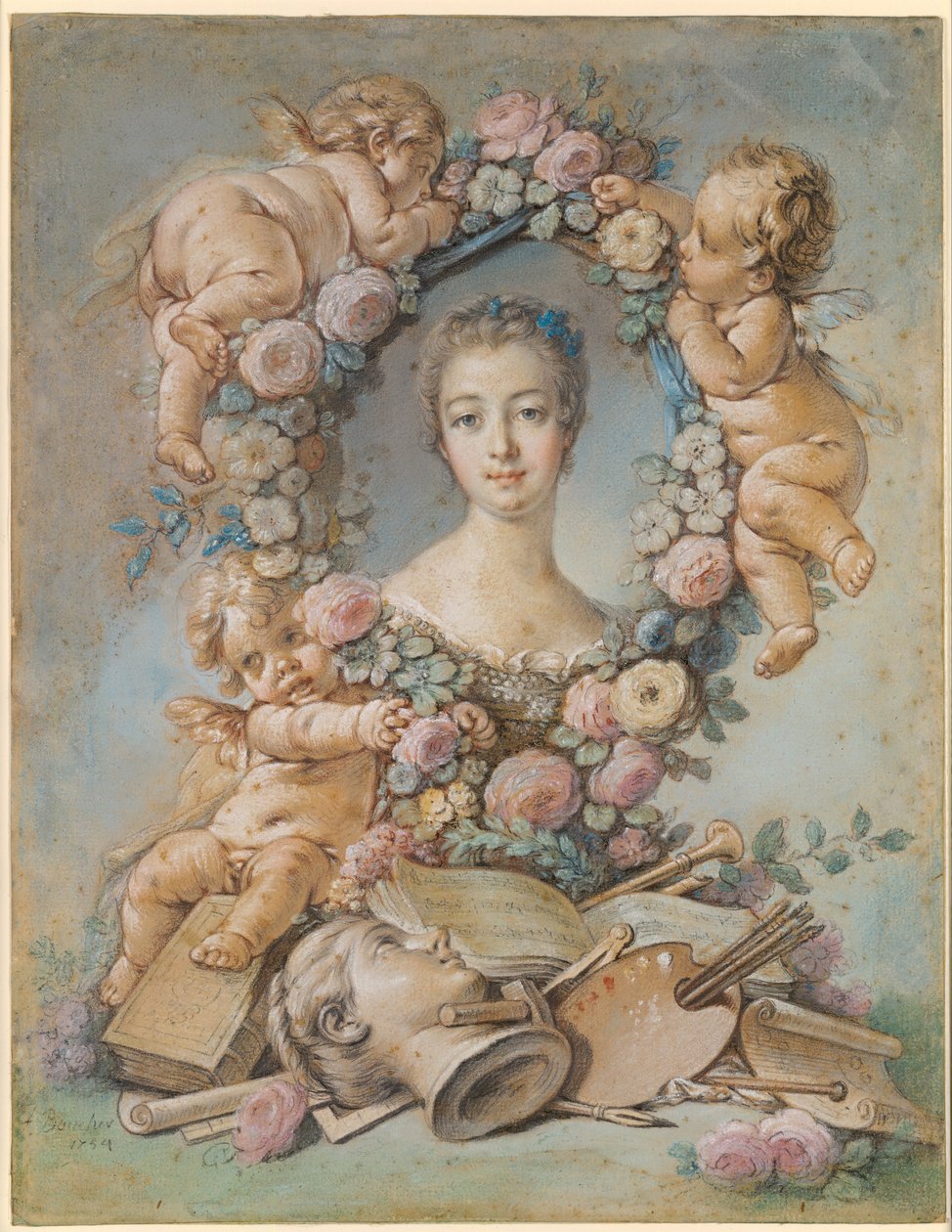 Portrét markýze de Pompadour 1721-1764, 1754 od François Boucher