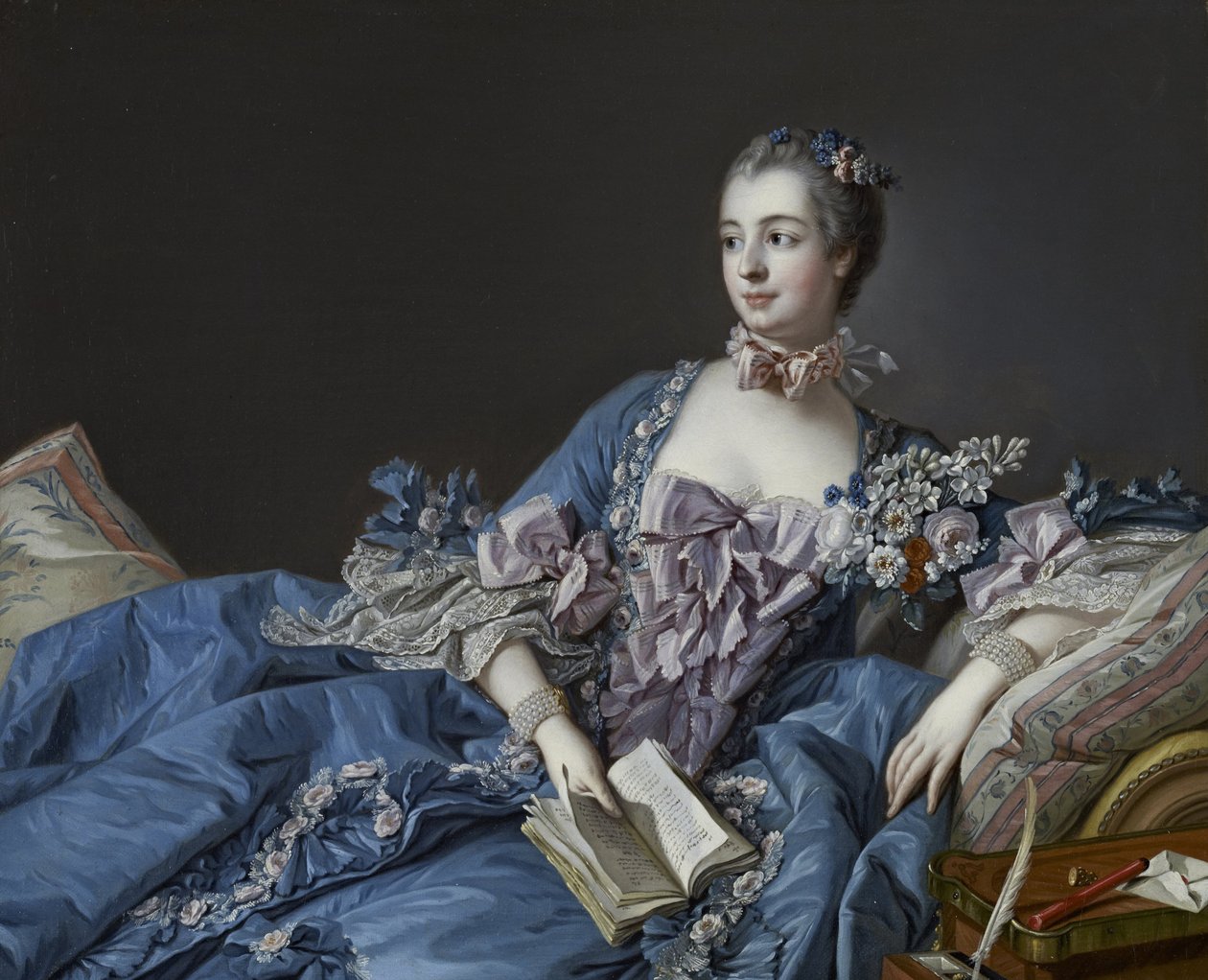 Portrét markýze de Pompadour 1721-1764, cca 1758 od François Boucher