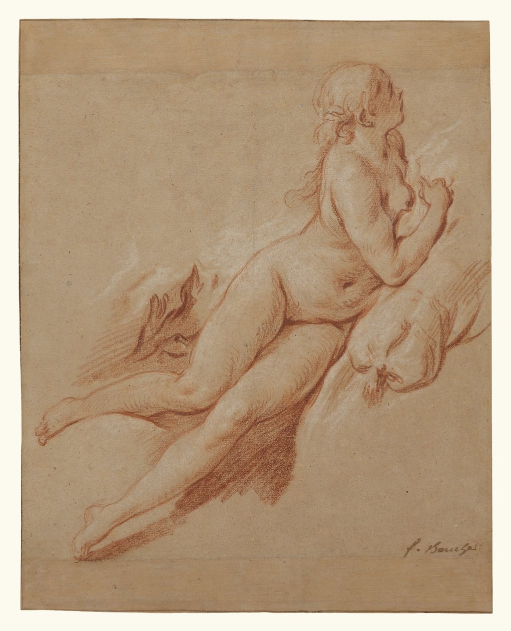 Studie ležícího aktu od François Boucher