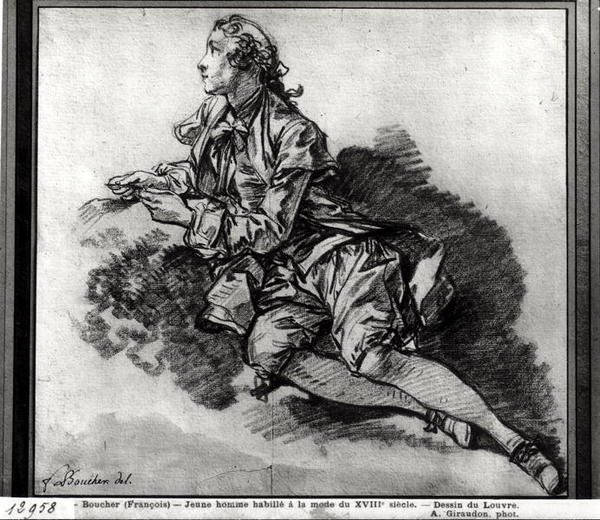 Studie mladého muže (červená křída na papíře) od François Boucher