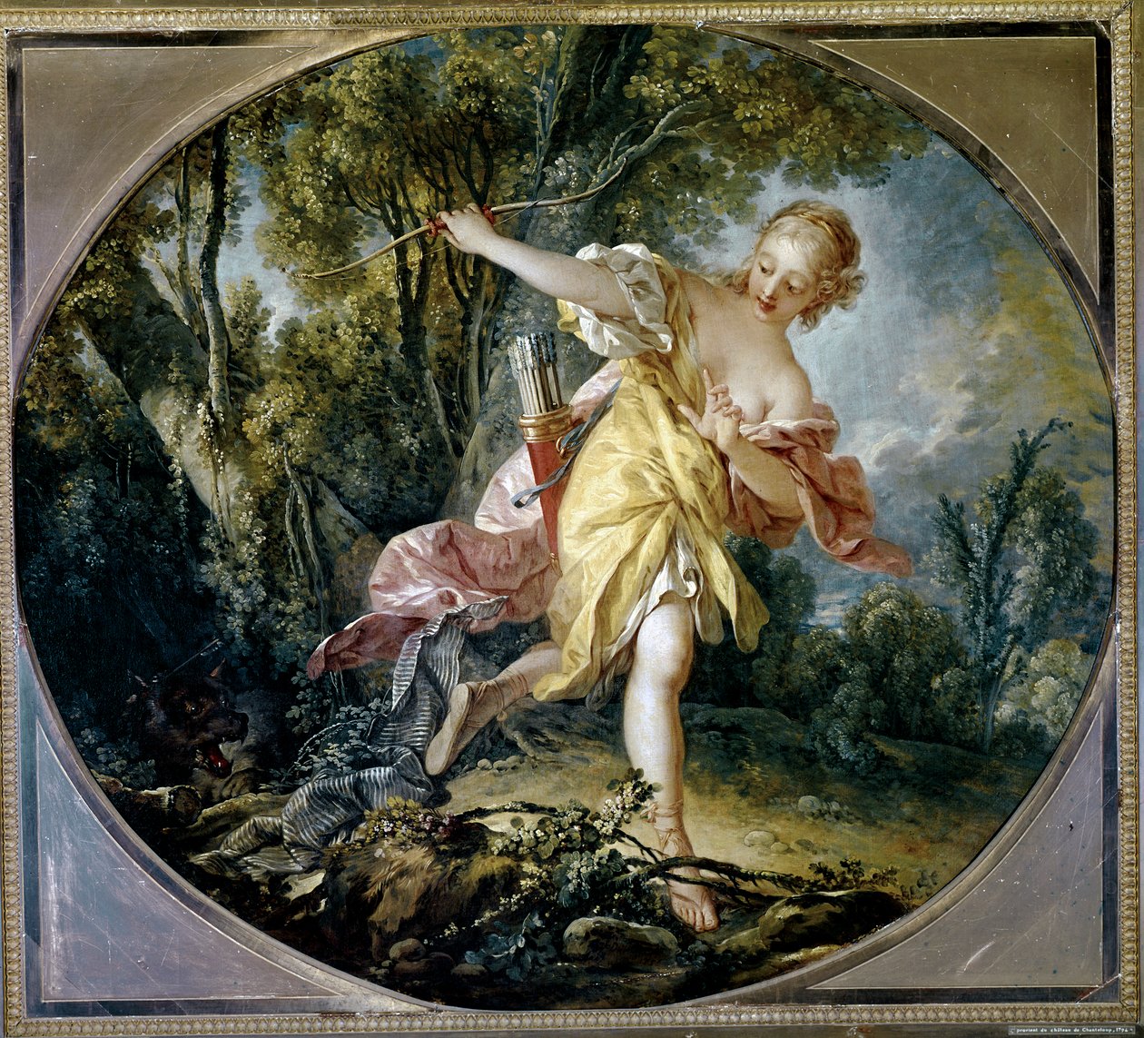 Sylvie prchá před vlkem, kterého zranila. od François Boucher