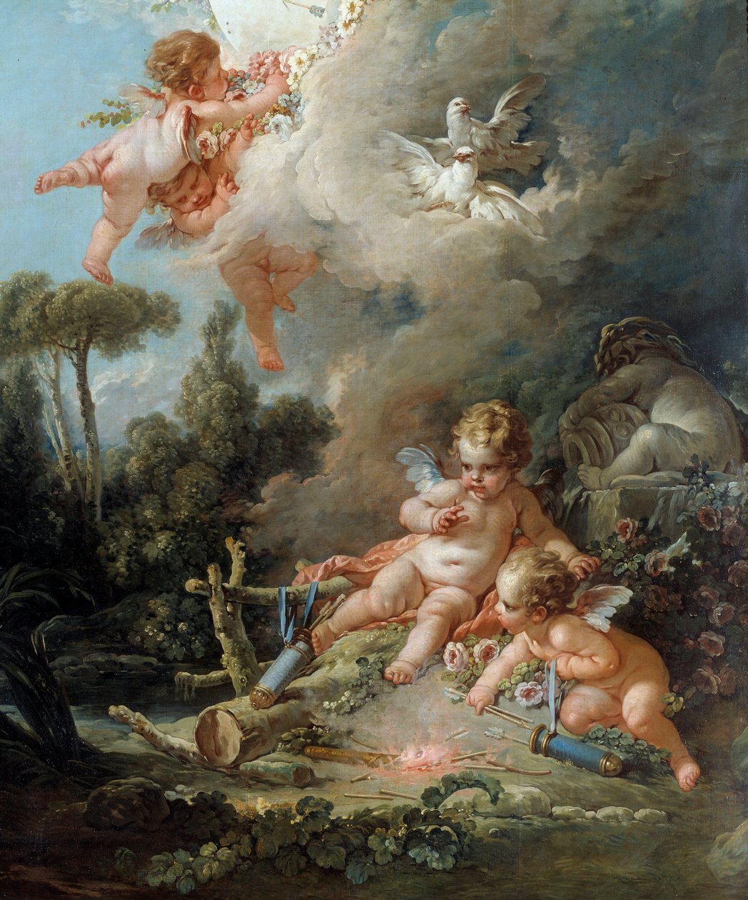 The Angel Detail Love Target. Obraz Francoise Bouchera (1703-1770) 1758 Ne. 2,58 x 1,67 m Paříž, od François Boucher