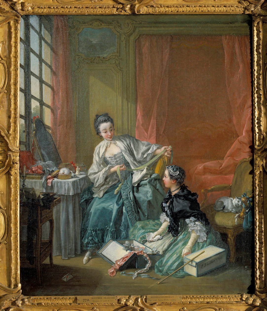 Obraz obchodníka s módou od Francoise Bouchera (1703-1770). 1746. Stockholm. národní muzeum od François Boucher