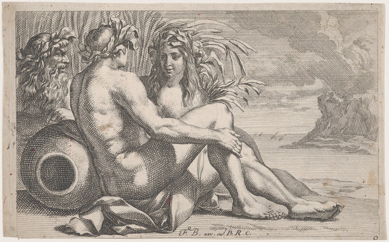 Říční bohové ležící před mořskou krajinou, 1651–82. od François Bourlier