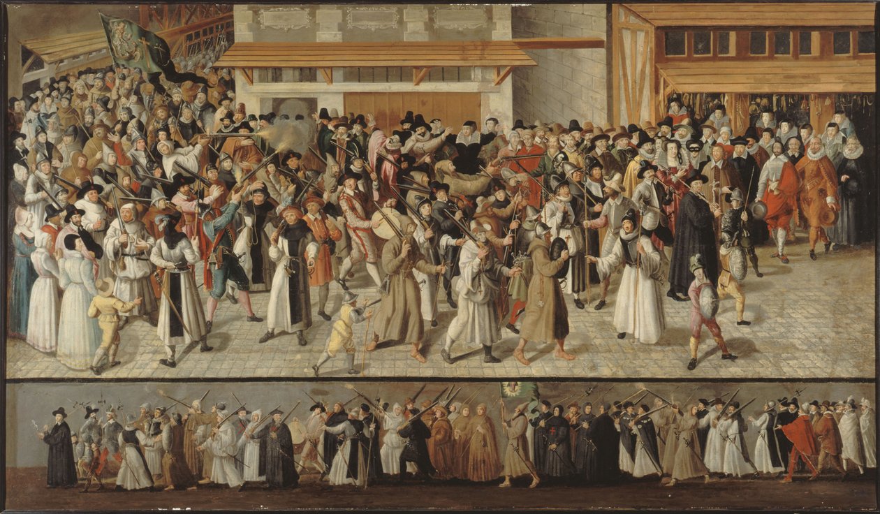 Procesí Svaté ligy v ulicích Paříže, cca 1590. od François Bunel the Younger