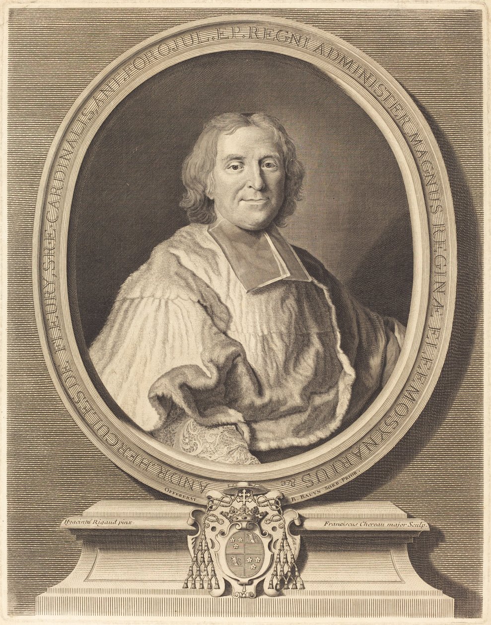 kardinál Fleury od François Chereau I after Hyacinthe Rigaud