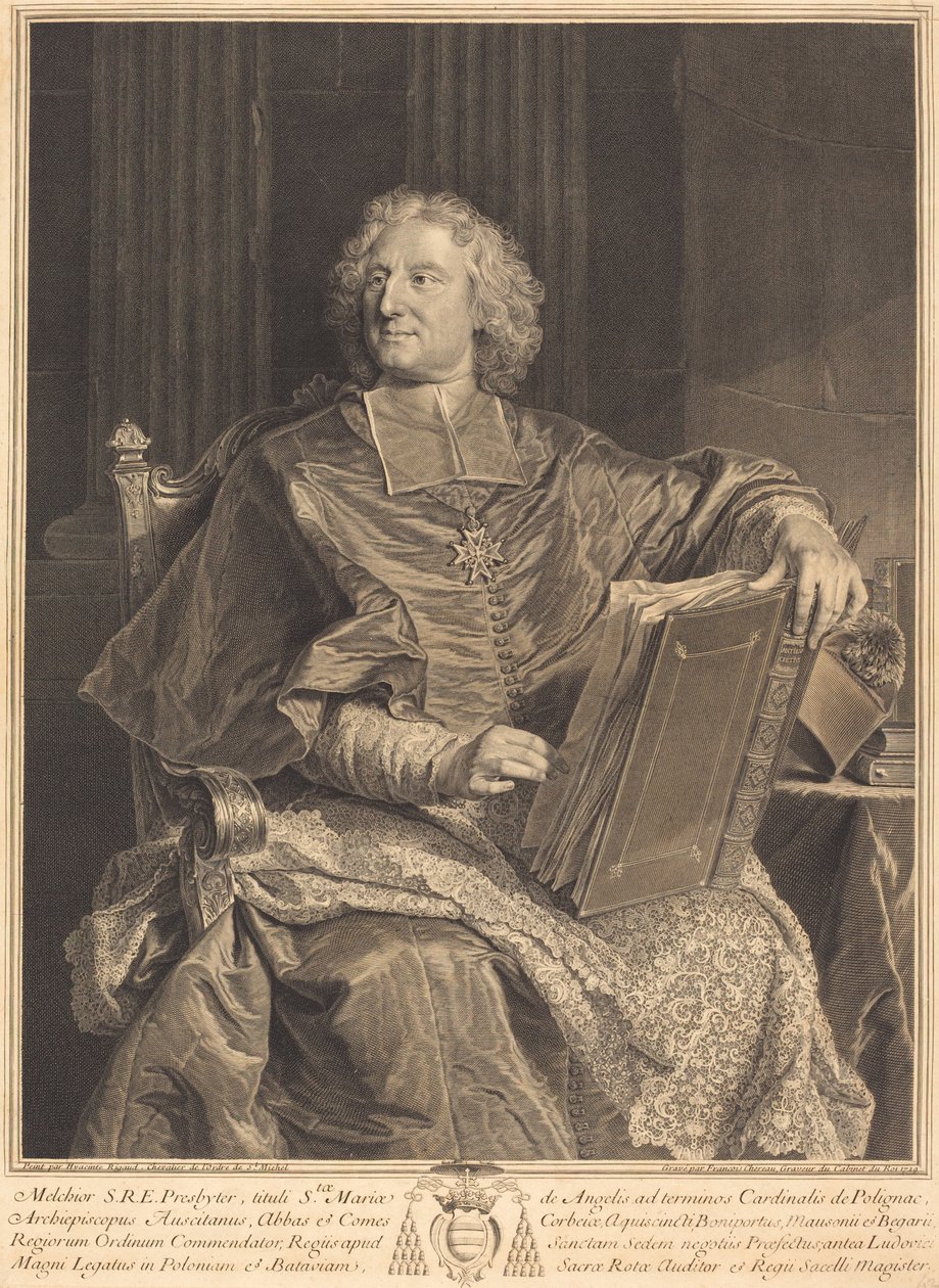 Kardinál z Polignacu od François Chereau I after Hyacinthe Rigaud