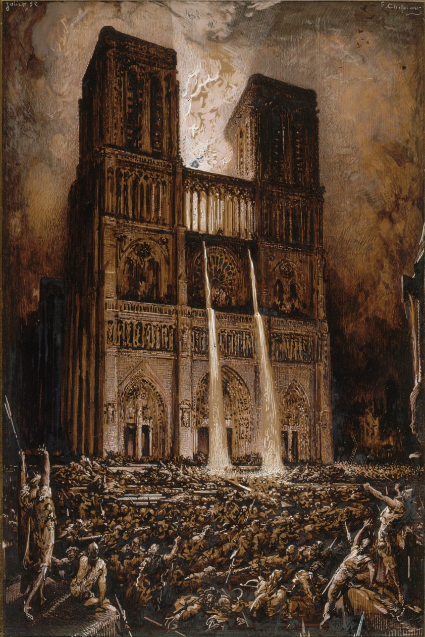 Útok na Notre-Dame. Hrbáč z Notre-Dame od Victora Huga, asi 1877. od François Chifflart