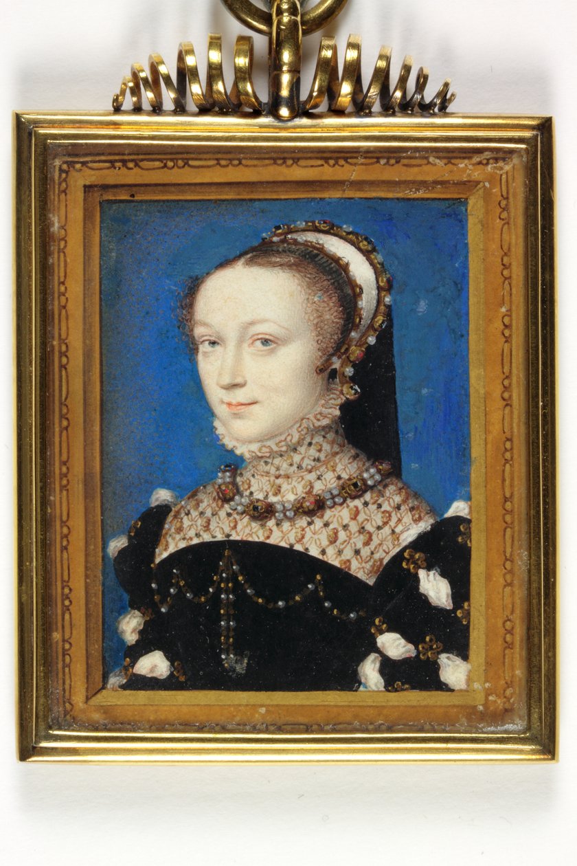 Lady Elizabeth Fitzgerald, hraběnka z Lincolnu (akvarel a tělová barva na pergamenu) od François Clouet