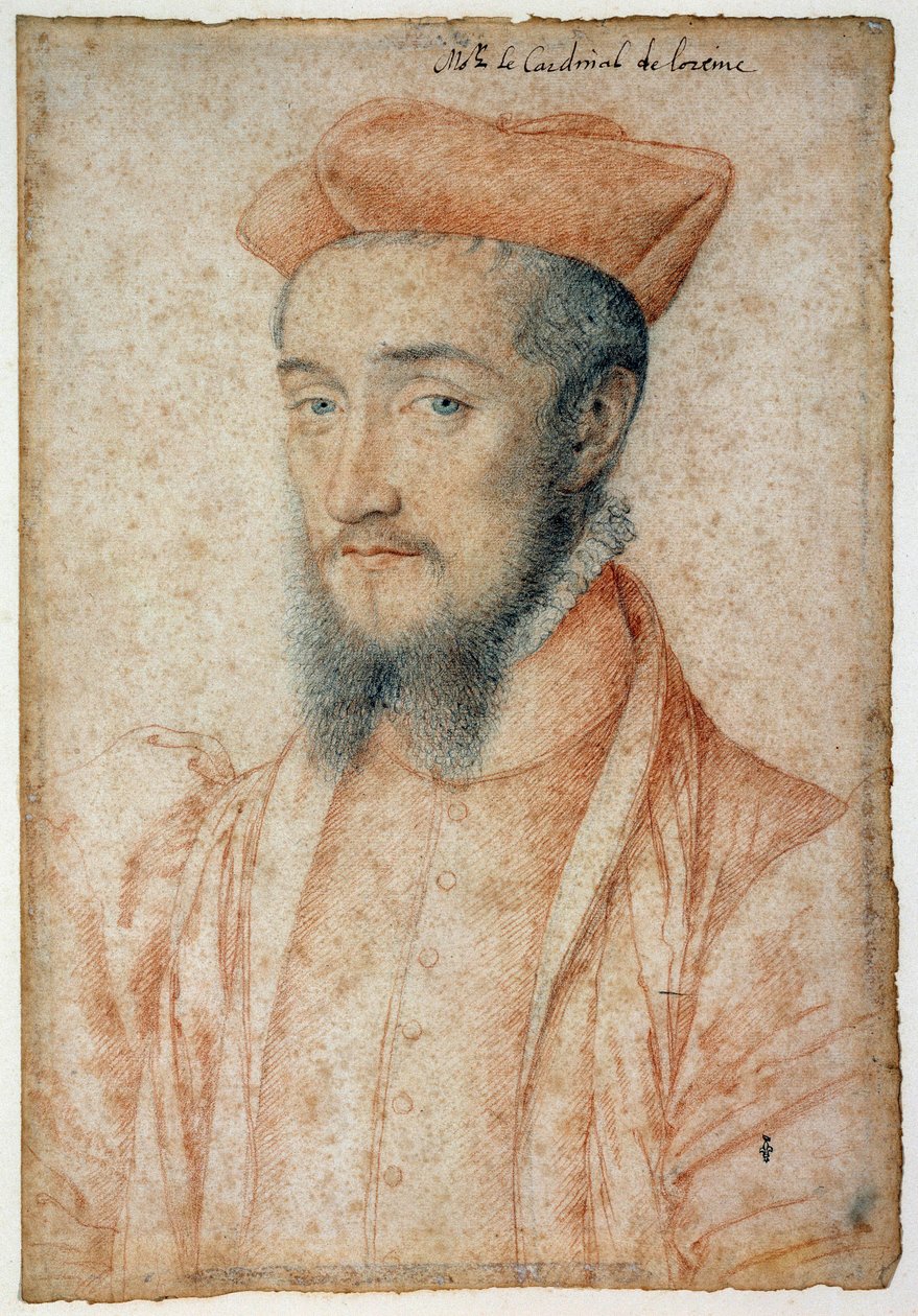 Portrét Karla, kardinála Lotrinského (1525-1574). Kreslení krve a černého kamene od Clouet Francois (1515-1572) od François Clouet
