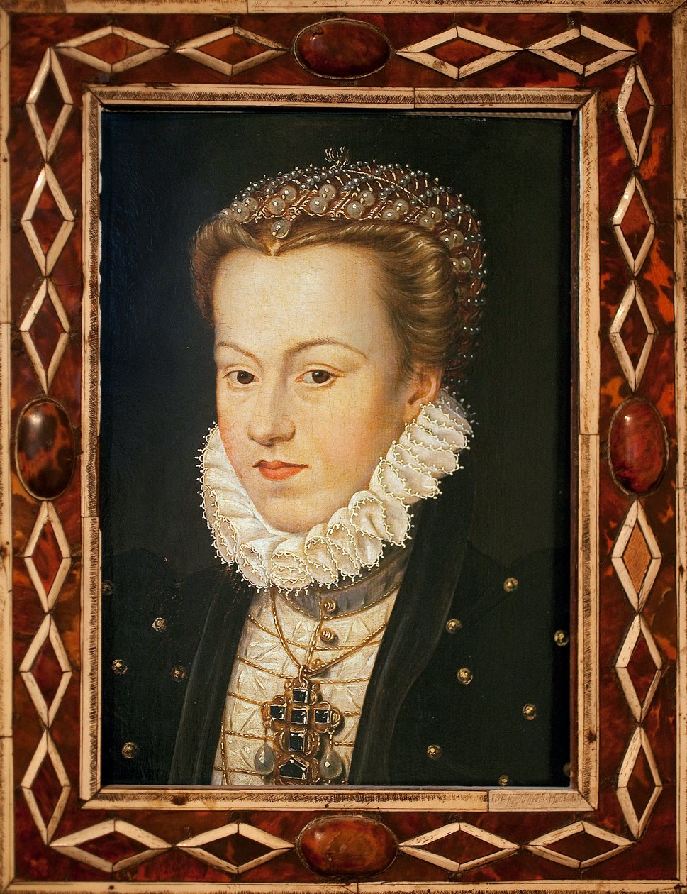 Portrét Alžběty Rakouské (1554-1592, královna Francie) - Obraz Francoise Cloueta (asi 1505-1572), francouzské umění, konec 16. století - Musee des Beaux Arts d