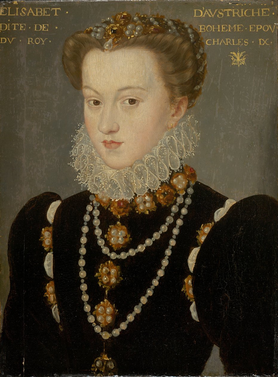 Portrét Alžběty Rakouské, manželky francouzského krále Karla IX., po roce 1571. od François Clouet