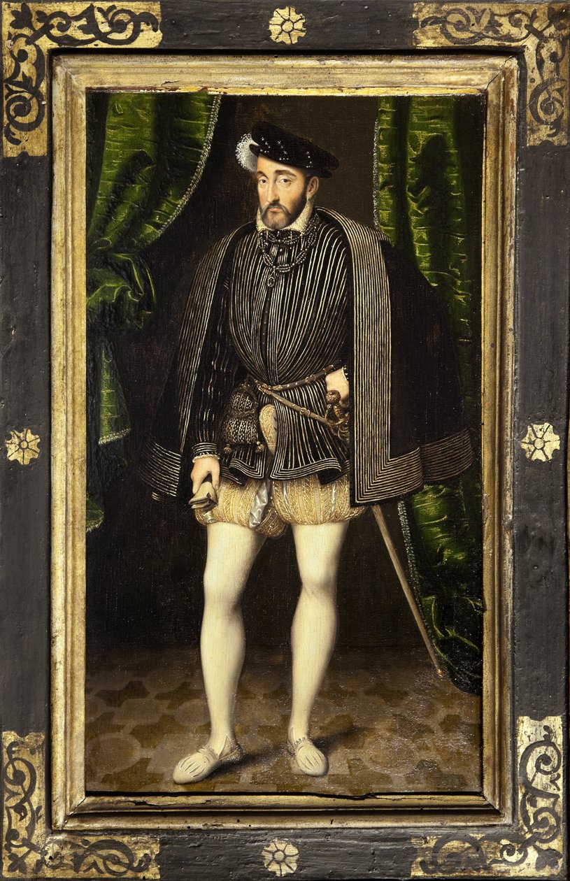 Portrét Jindřicha II. (1519-1559), syna Francoise 1. a Clauda de France, francouzského krále v letech 1547-1559, obraz z dílny Francoise Cloueta, zhotovený kolem let 1520-1572, zmenšená verze portrétu v životní velikosti od Francois Clouet. Fotografie, KIM od François Clouet