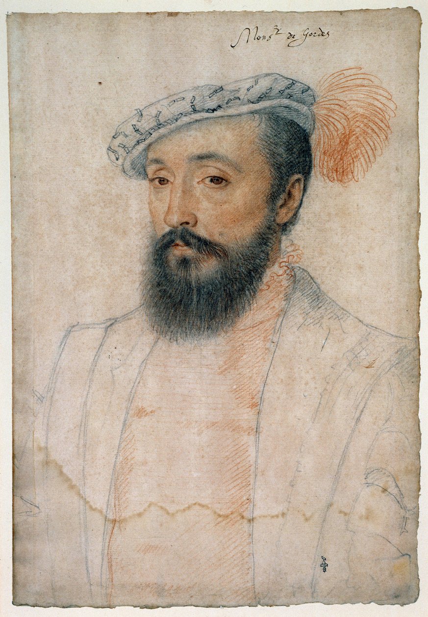 Portrét monsignora z Gordes (1513 - 1578). Kreslení krve a černého kamene od Clouet Francois (1515-1572) od François Clouet