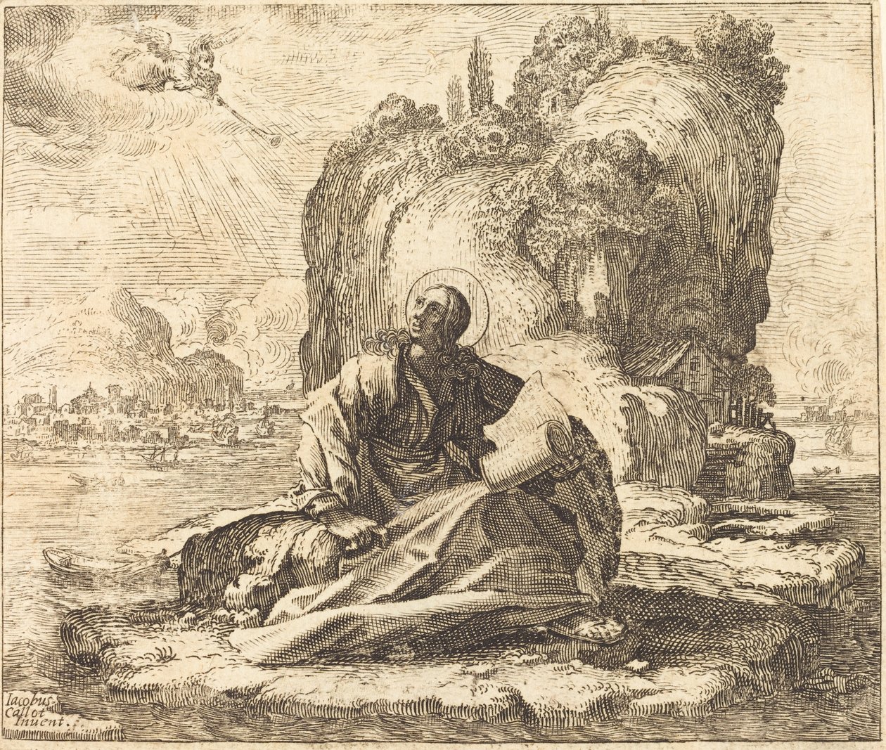 Svatý Jan na ostrově Patmos od François Collignon after Jacques Callot