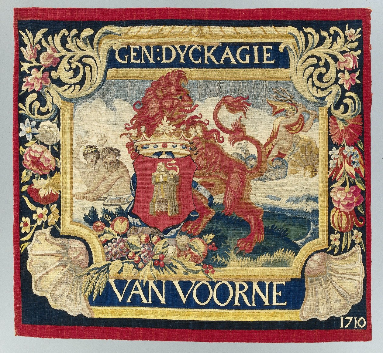 Prostěradlo se symbolickým vyobrazením a erbem Voorne od François Coppens (attributed to)