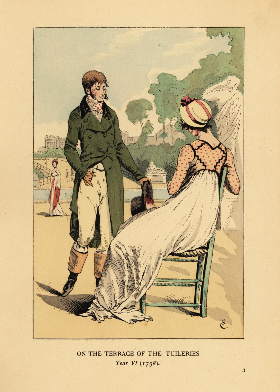 Módní pár na terase Tuileries, Paříž, ročník VI od François Courboin