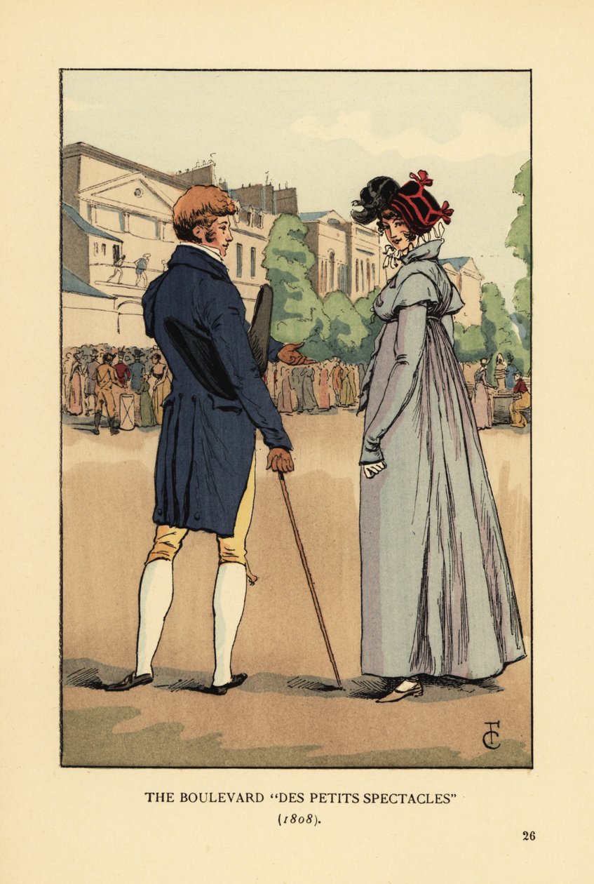 Módní pár slumming to na Boulevard du Temple, Paříž. Boulevard des Petits Spectacles od François Courboin