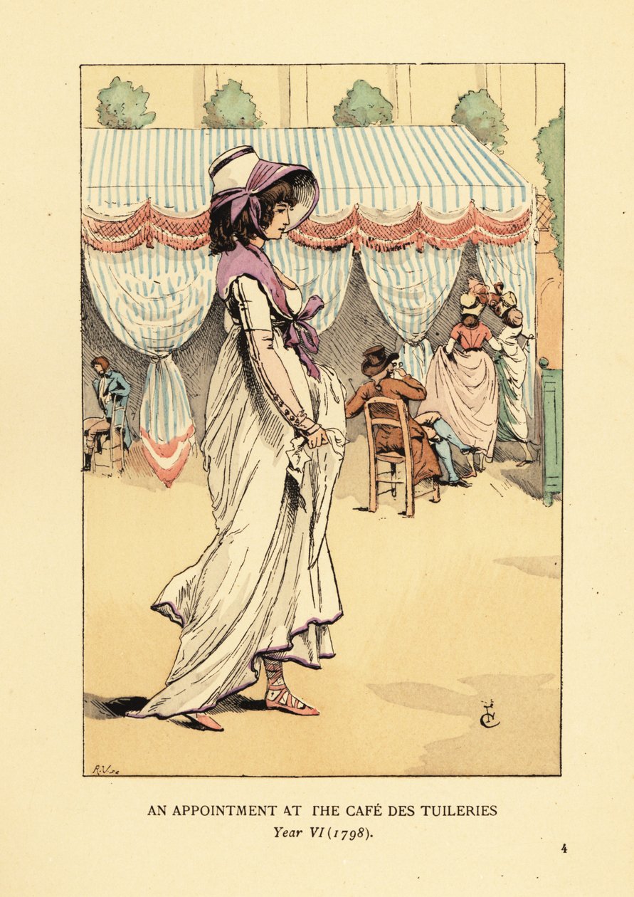 Módní žena přijíždějící na schůzku v Cafe des Tuileries, Paříž, ročník VI od François Courboin