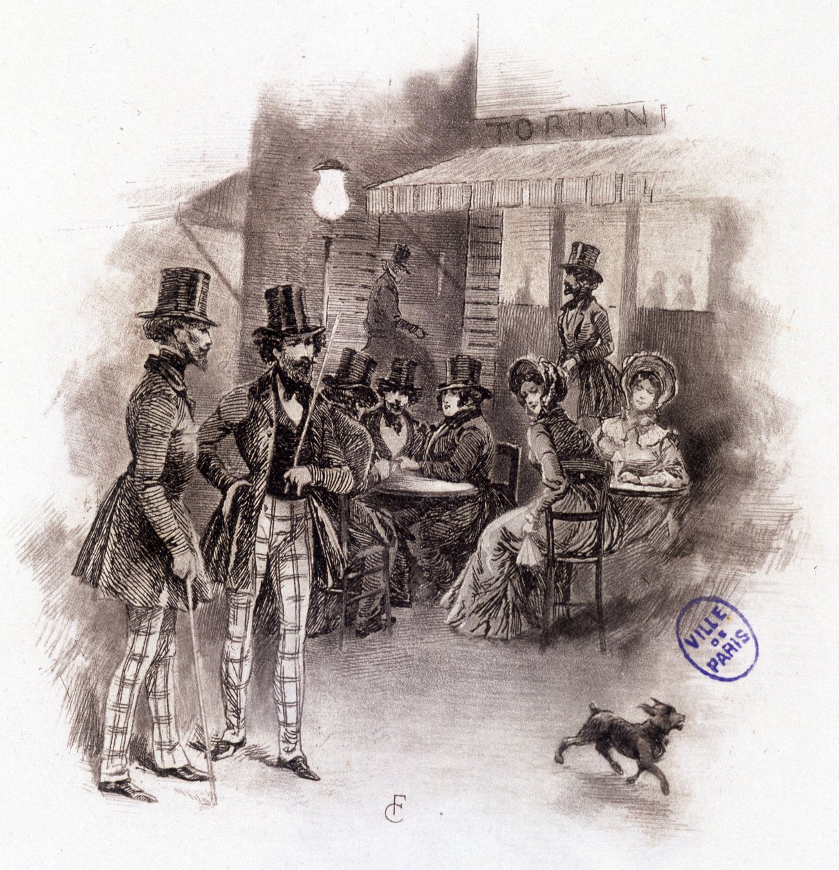 Ilustrace „“ Profile of grisette“““ nové patřící k Receuil „“ Mimi de Pinson““ od Alfreda de Musseta od François Courboin