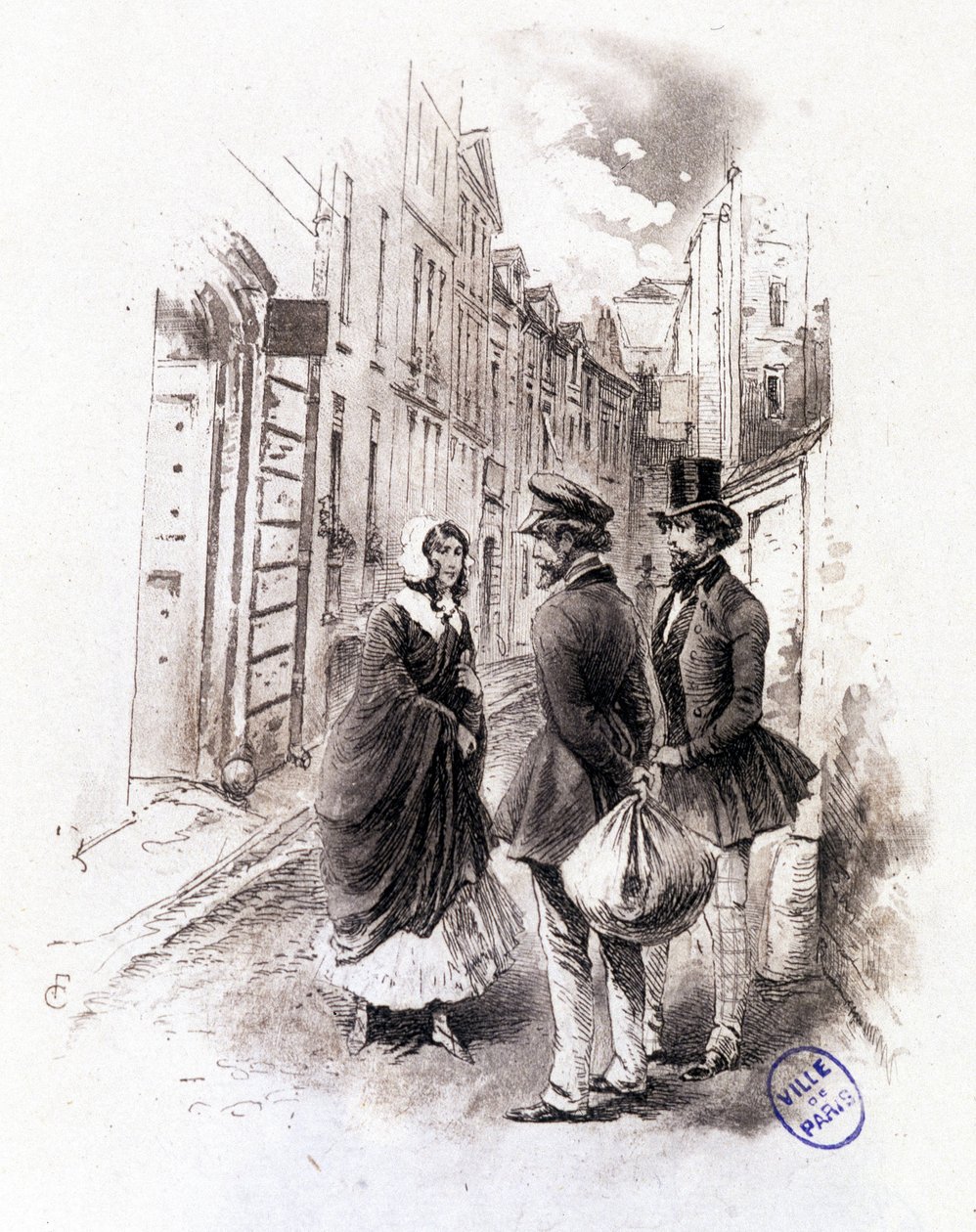 Ilustrace „“ Profile of grisette“““ nové patřící k Receuil „“ Mimi de Pinson““ od Alfreda de Musseta od François Courboin