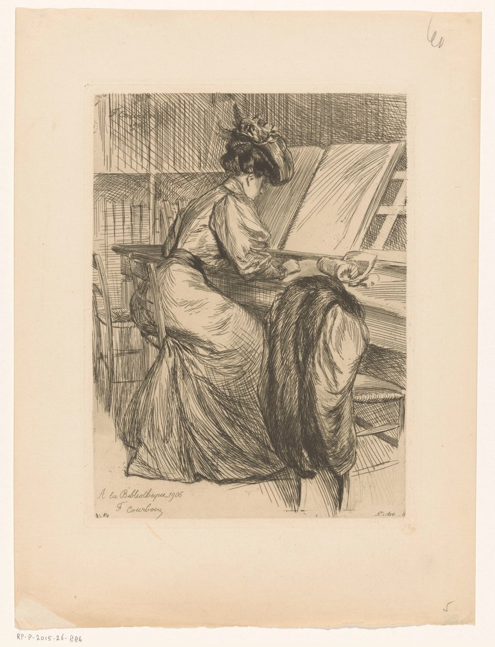 Žena čte v knihovně A la bibliotéka od François Courboin