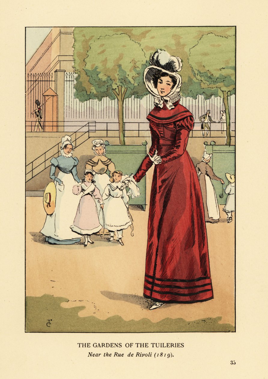 Žena na procházce v zahradách Tuileries, poblíž rue de Rivoli od François Courboin