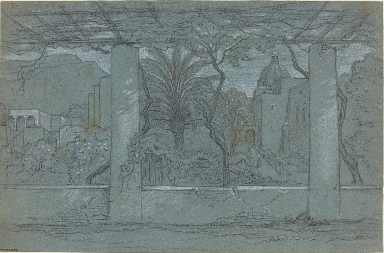Terasa a zahrada na Capri [recto] od François Edouard Bertin