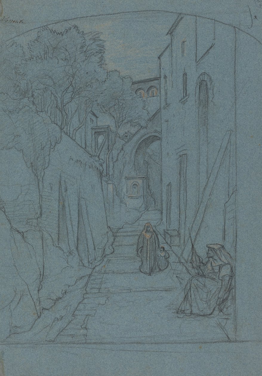 Zobrazit ulici v Sorrentu [verso] od François Edouard Bertin