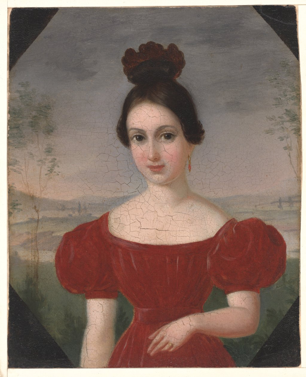 Portrét Marie Louise Têtu, Madame François Fleischbein, kolem 1833-36 (olej na paspartovaném papíře) od François Fleischbein
