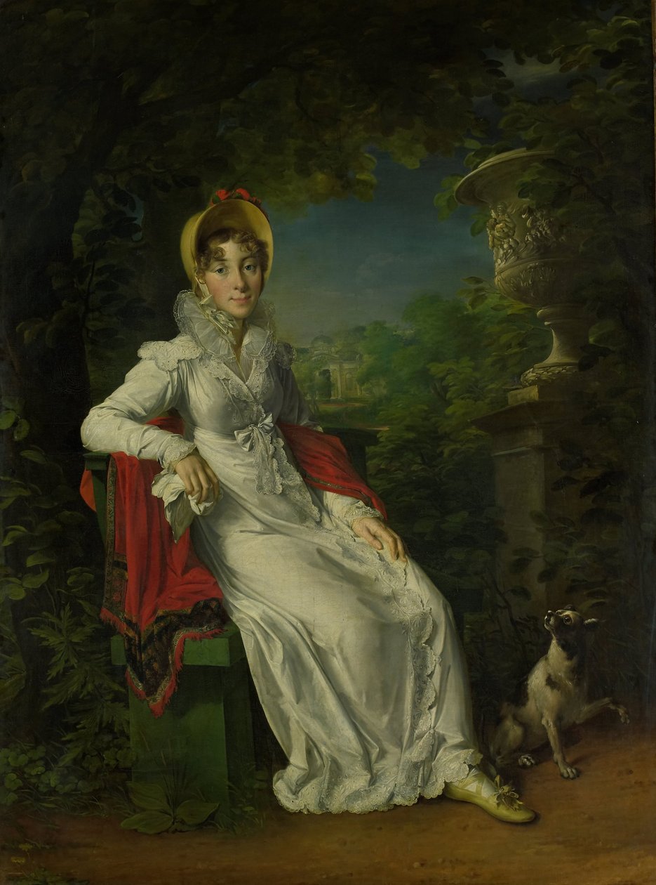 Carolina Ferdinanda Louisa ze Sicílie (1798-1870). Manželka Karla Ferdinanda, vévoda de Berry, v parku Bagatelle v Bois de Boulogne (poblíž Paříže) od François Gérard