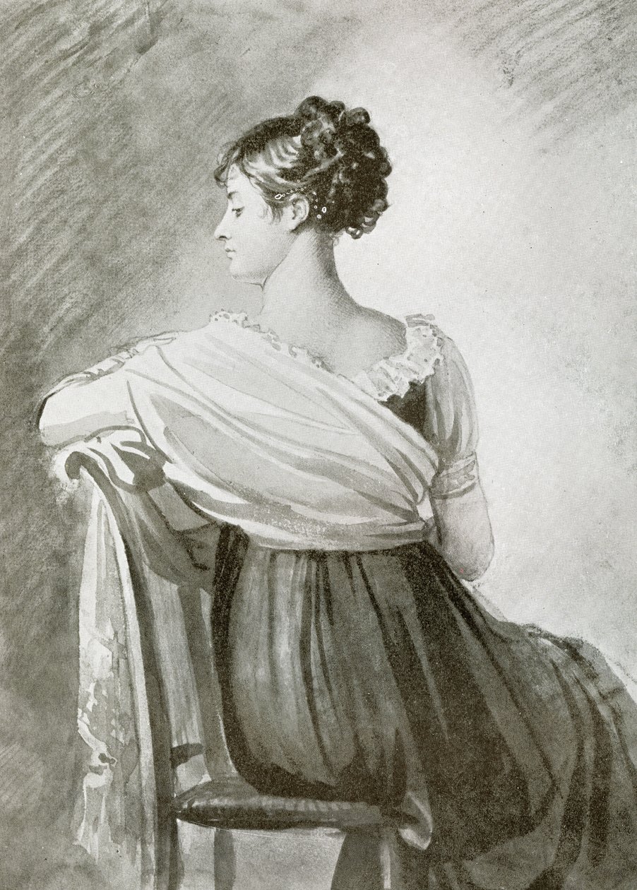 Portrét paní Récamierové, černá křída, akvarel, François Gérard. od François Gérard